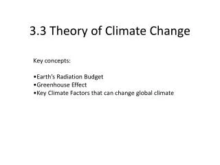 3.3 Theory of Climate Change