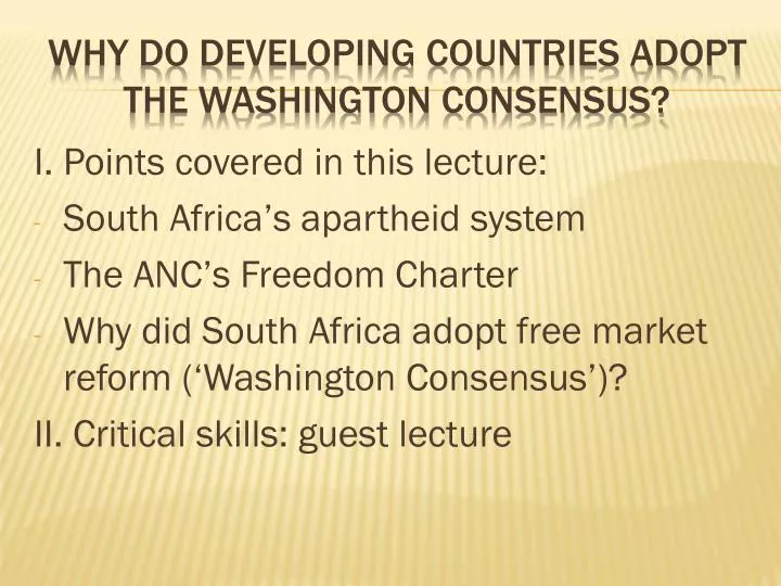 why do developing countries adopt the washington consensus