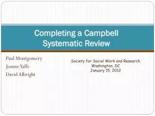 Completing a Campbell Systematic Review