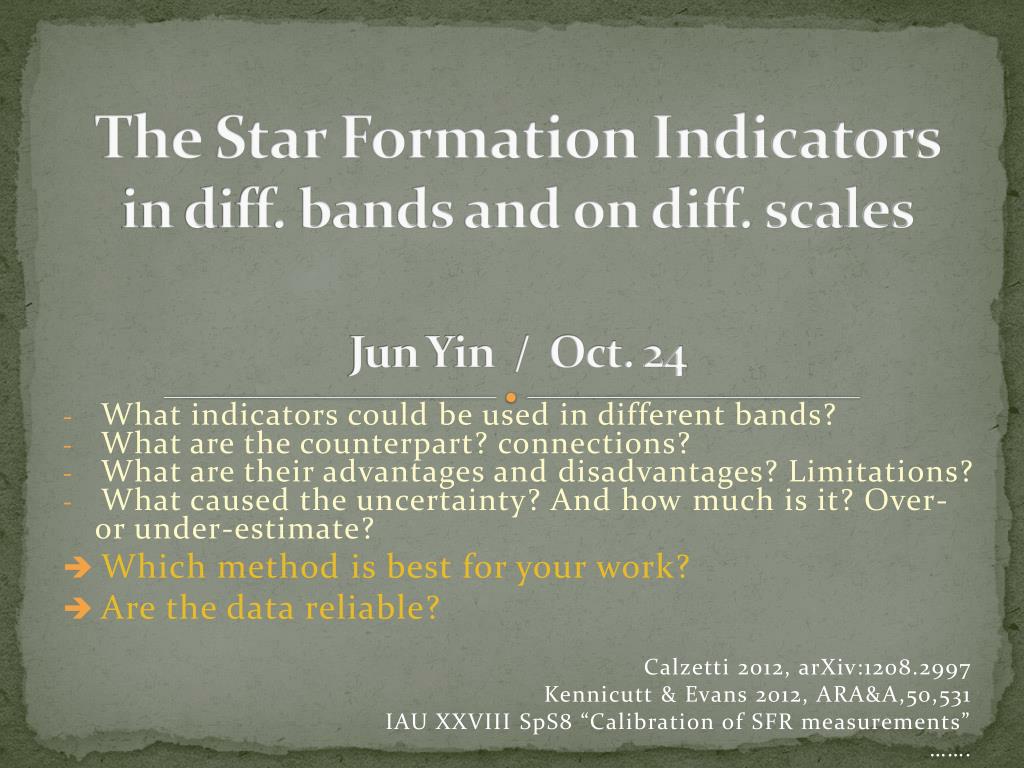 PPT - The Star Formation Indicators in diff. bands and on diff. scales ...