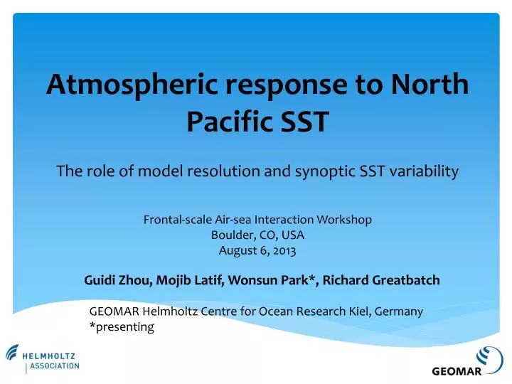 atmospheric response to north pacific sst