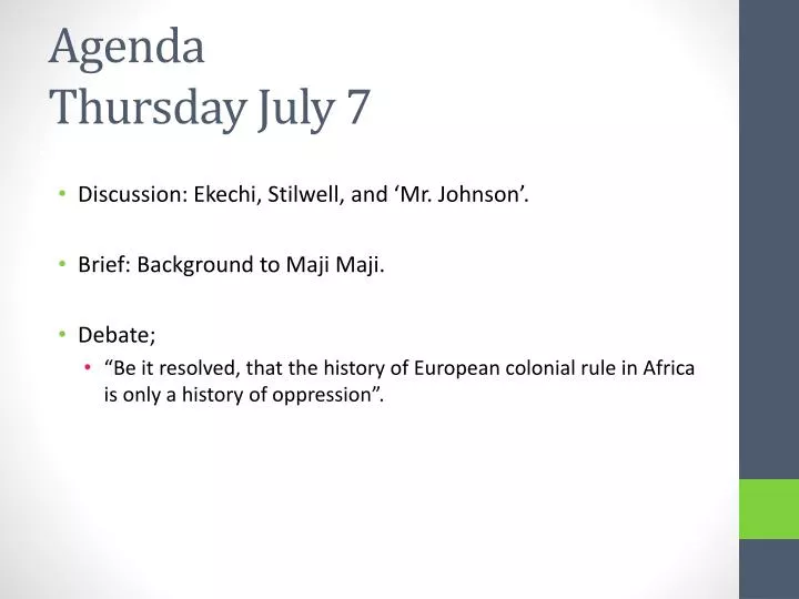 agenda thursday july 7