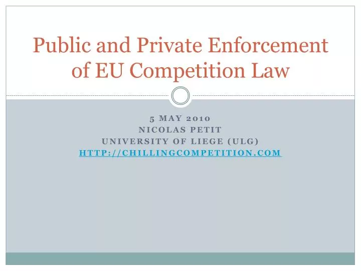 public and private enforcement of eu competition law