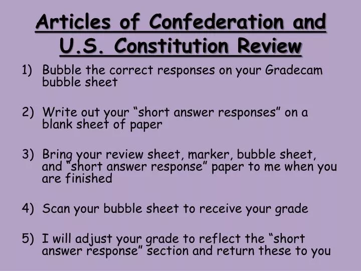 articles of confederation and u s constitution review