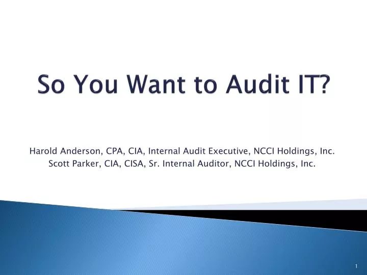 so you want to audit it