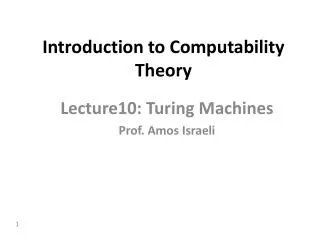 Introduction to Computability Theory