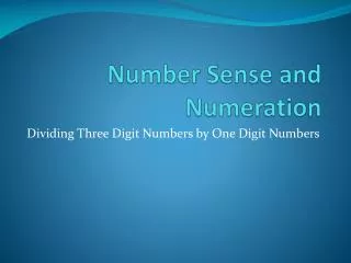 number sense and numeration