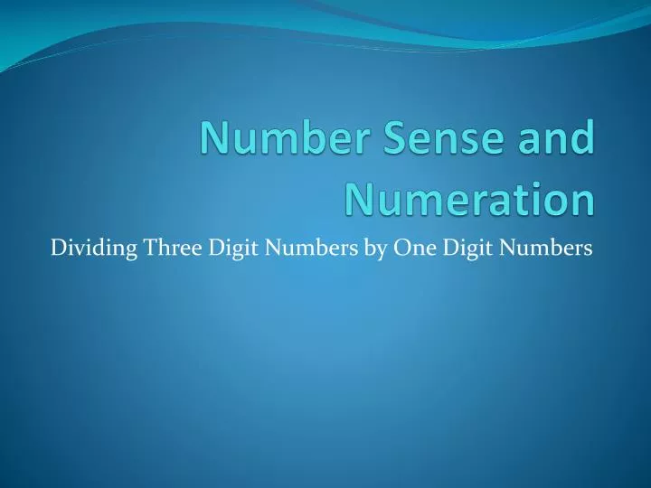 number sense and numeration