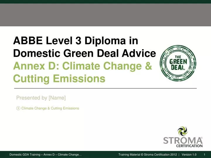 abbe level 3 diploma in domestic green deal advice annex d climate change cutting emissions
