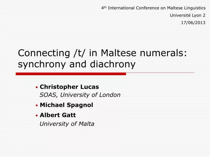 connecting t in maltese numerals synchrony and diachrony