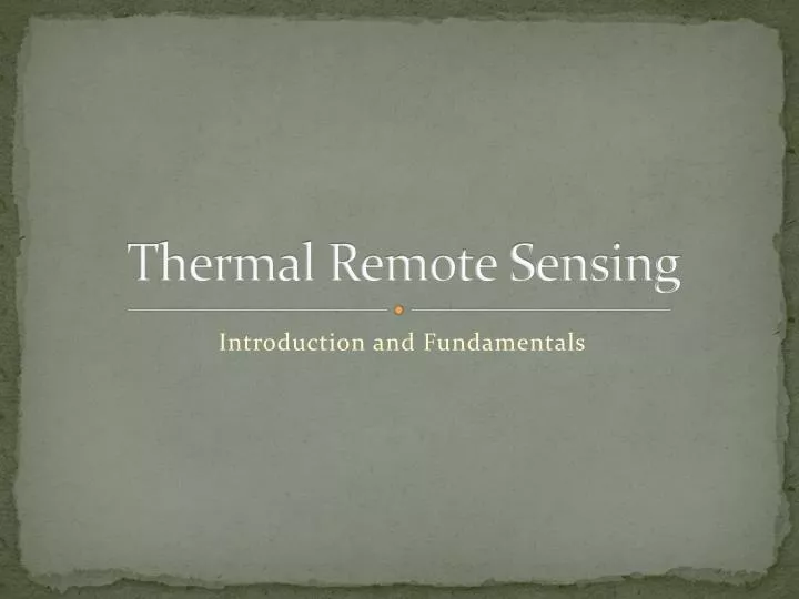 thermal remote sensing