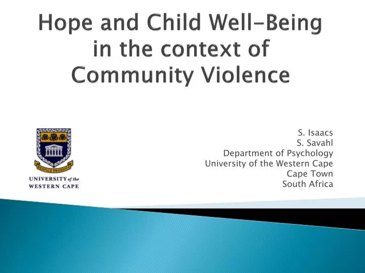 hope and child well being in the context of community violence