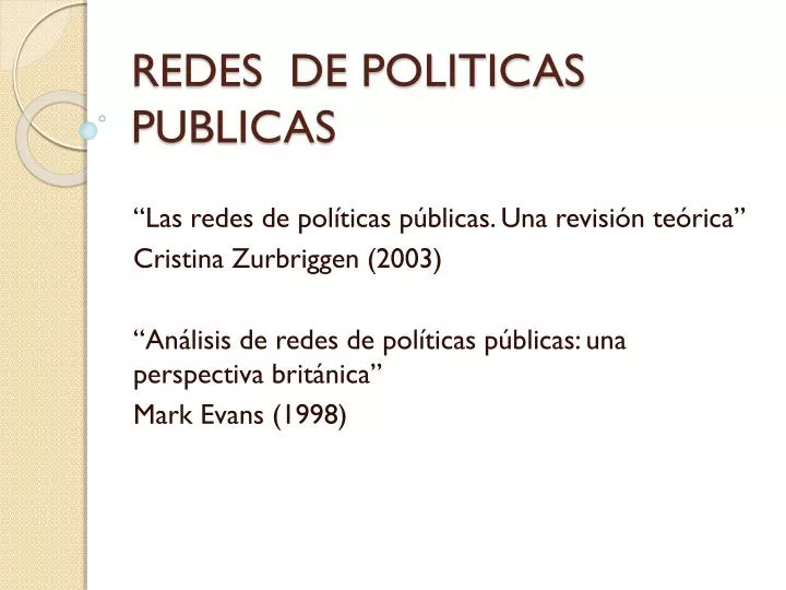 redes de politicas publicas