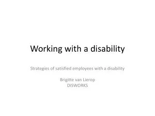 Working with a disability