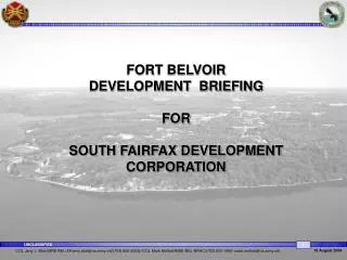 FORT BELVOIR DEVELOPMENT BRIEFING FOR SOUTH FAIRFAX DEVELOPMENT CORPORATION