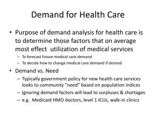Demand for Health Care