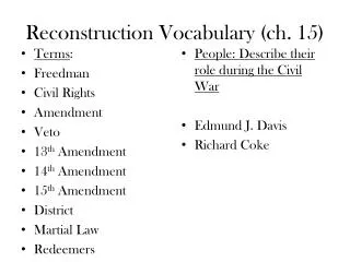 Reconstruction Vocabulary ( ch . 15)