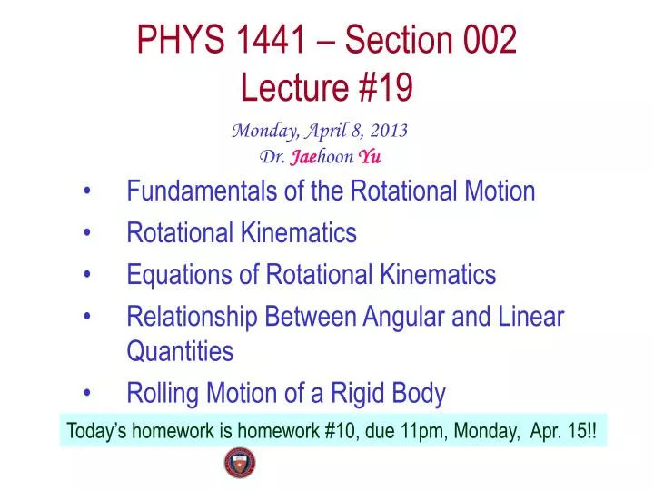 phys 1441 section 002 lecture 19