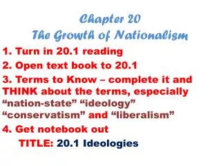 Chapter 20 The Growth of Nationalism