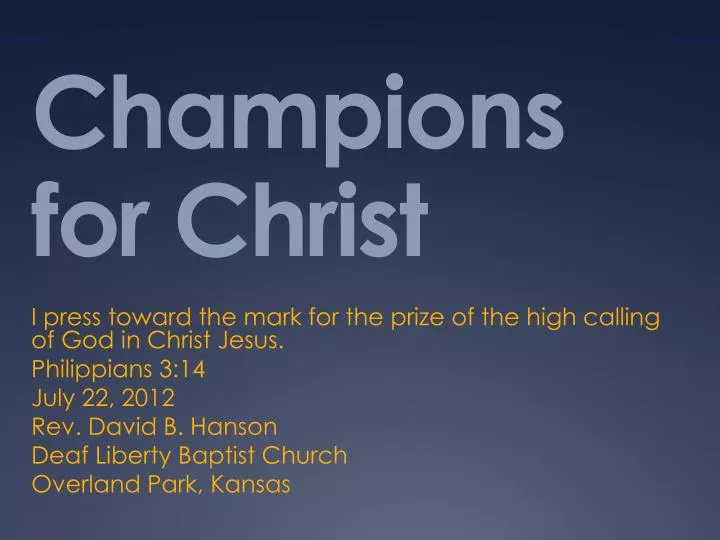 champions for christ