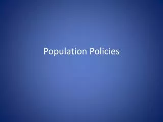 Population Policies