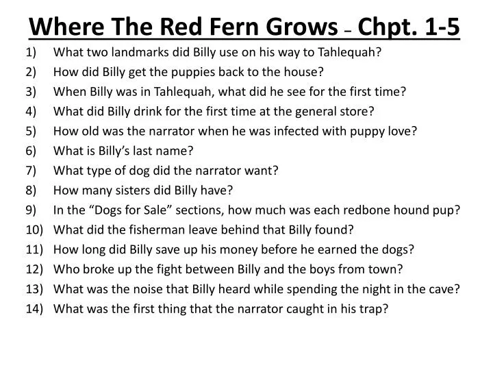 where the red fern grows chpt 1 5