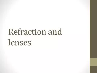 Refraction and lenses