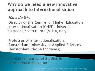 Why do we need a new innovative approach to Internationalisation