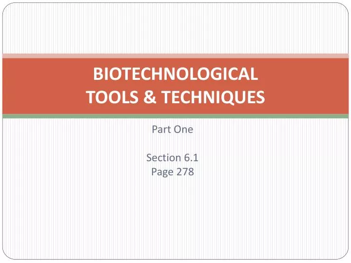 biotechnological tools techniques