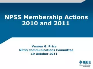 NPSS Membership Actions 2010 and 2011