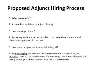 Proposed Adjunct Hiring Process