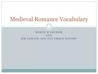 Medieval Romance Vocabulary