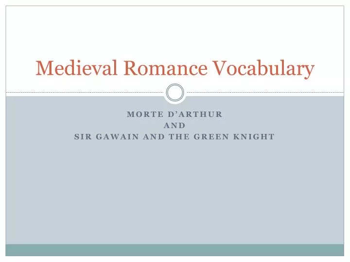 medieval romance vocabulary