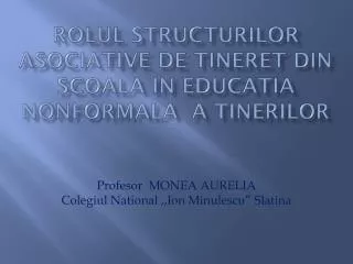 rolul structurilor asociative de tineret din scoala in educatia nonformala a tinerilor