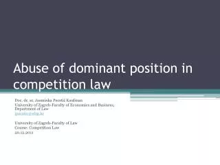 Abuse of dominant position in competition law