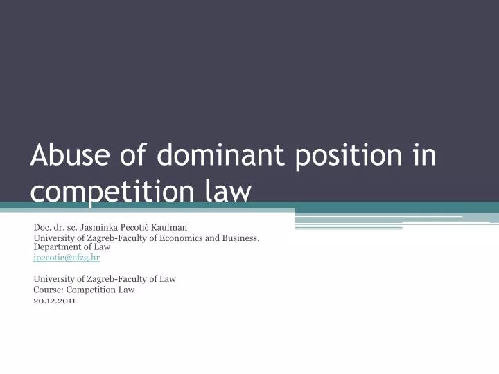 abuse of dominant position in competition law