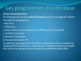 les programmes d ordinateur