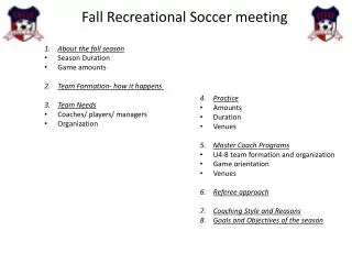 Fall Recreational Soccer meeting