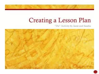 Creating a Lesson Plan