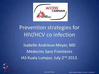 Prevention strategies for HIV/HCV co infection