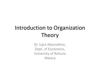 Introduction to Organization Theory
