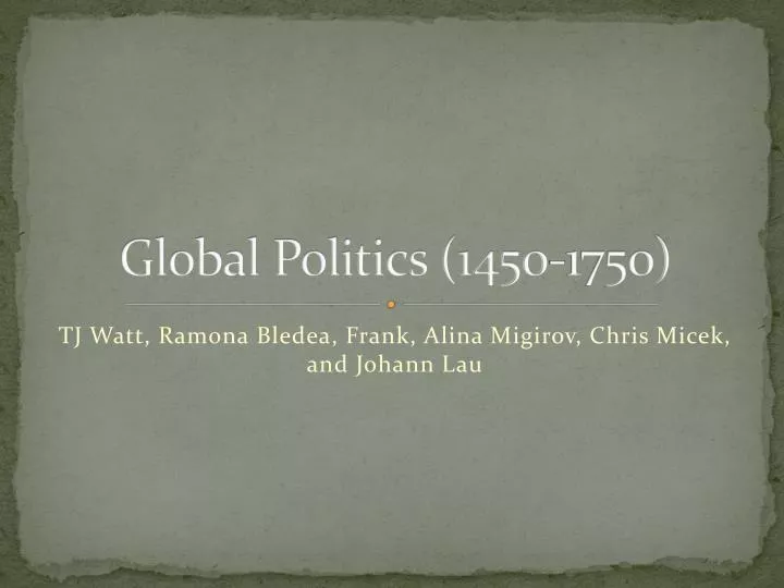 global politics 1450 1750