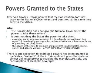 Powers Granted to the States