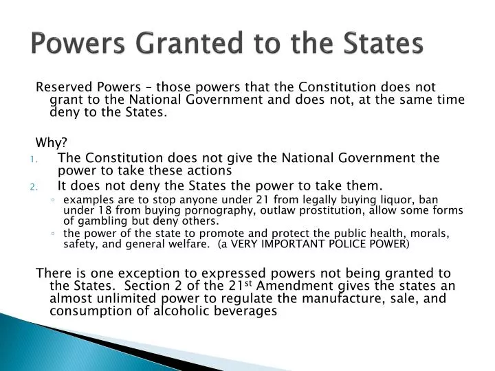 powers granted to the states