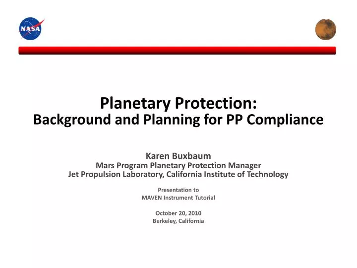 planetary protection background and planning for pp compliance