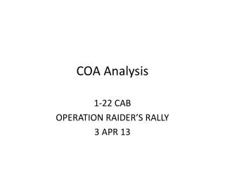 COA Analysis
