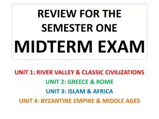 REVIEW FOR THE SEMESTER ONE MIDTERM EXAM
