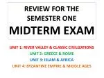 REVIEW FOR THE SEMESTER ONE MIDTERM EXAM