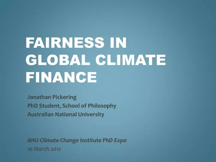 fairness in global climate finance