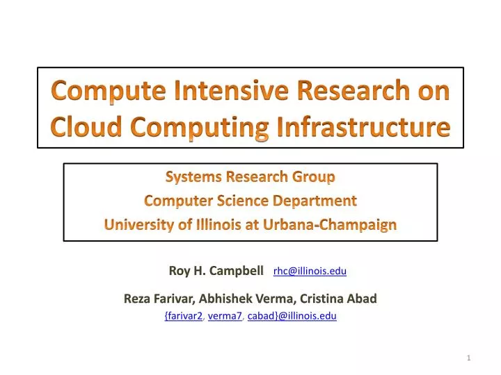 compute intensive research on cloud computing infrastructure